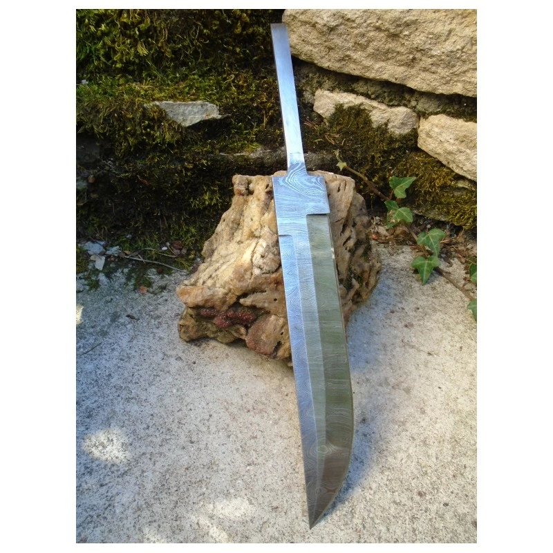 BL000E Lame Couteau De Chasse Acier Damas 256 Couches Lame A Customiser Le Manche 1 BL000E Lame Couteau De Chasse Acier Damas 256 Couches Lame A Customiser Le Manche