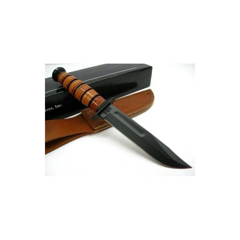 KA1251 Couteau Ka-Bar Short Lame Acier Carbone 1095 Manche & Etui Cuir Made USA 2 KA1251 Couteau Ka-Bar Short Lame Acier Carbone 1095 Manche & Etui Cuir Made USA – Image 2