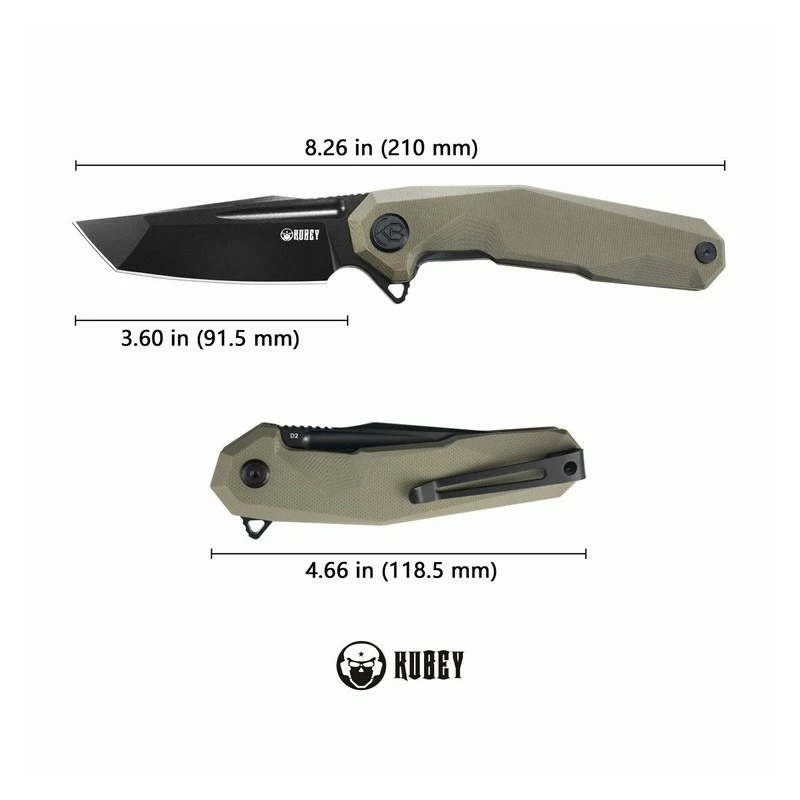 Couteau Kubey Carve Nest Tan Manche G10 Lame Tanto Blackwask Acier D2 IKBS Linerlock Clip KUB237C 2 Couteau Kubey Carve Nest Tan Manche G10 Lame Tanto Blackwask Acier D2 IKBS Linerlock Clip KUB237C – Image 2