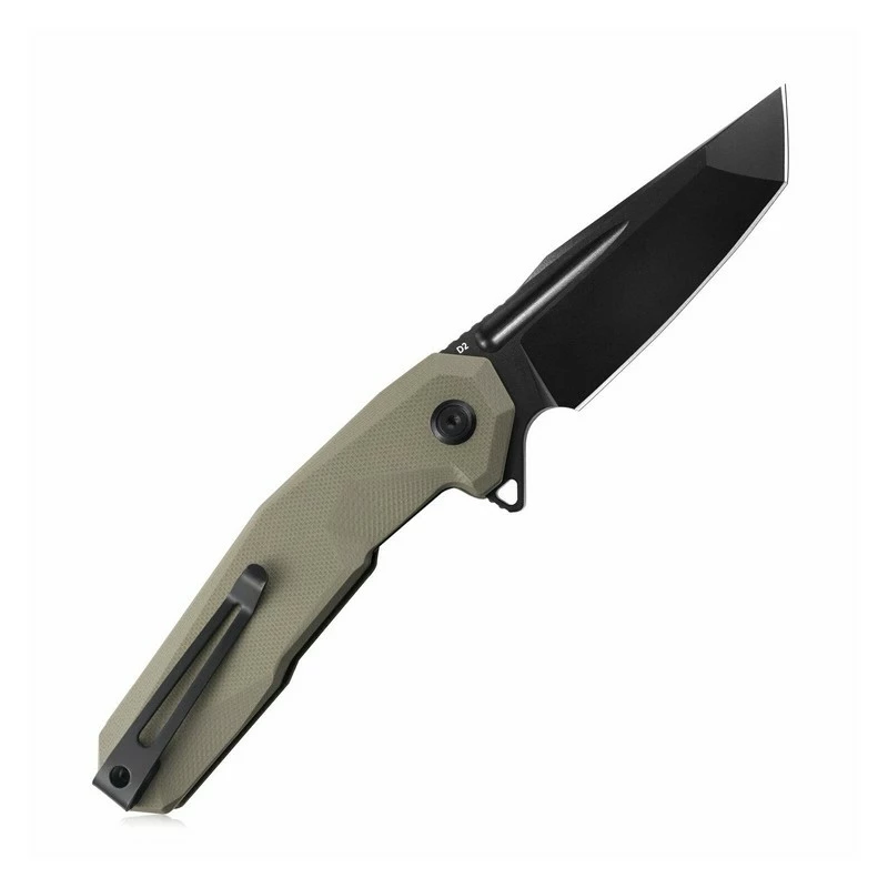 Couteau Kubey Carve Nest Tan Manche G10 Lame Tanto Blackwask Acier D2 IKBS Linerlock Clip KUB237C 6 Couteau Kubey Carve Nest Tan Manche G10 Lame Tanto Blackwask Acier D2 IKBS Linerlock Clip KUB237C – Image 6