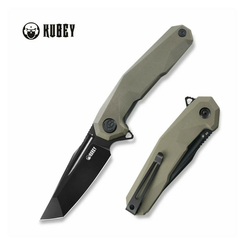 Couteau Kubey Carve Nest Tan Manche G10 Lame Tanto Blackwask Acier D2 IKBS Linerlock Clip KUB237C 8 Couteau Kubey Carve Nest Tan Manche G10 Lame Tanto Blackwask Acier D2 IKBS Linerlock Clip KUB237C – Image 8
