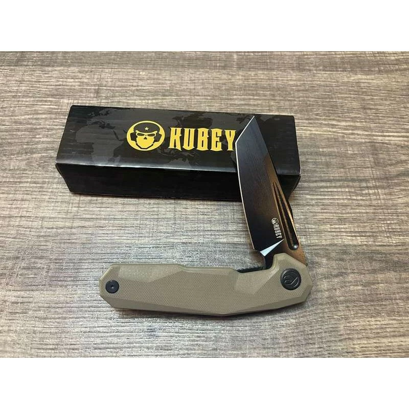 Couteau Kubey Carve Nest Tan Manche G10 Lame Tanto Blackwask Acier D2 IKBS Linerlock Clip KUB237C 9 Couteau Kubey Carve Nest Tan Manche G10 Lame Tanto Blackwask Acier D2 IKBS Linerlock Clip KUB237C – Image 9