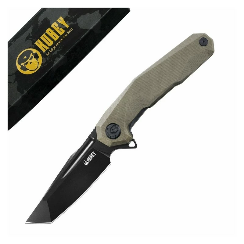 Couteau Kubey Carve Nest Tan Manche G10 Lame Tanto Blackwask Acier D2 IKBS Linerlock Clip KUB237C 1 Couteau Kubey Carve Nest Tan Manche G10 Lame Tanto Blackwask Acier D2 IKBS Linerlock Clip KUB237C