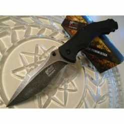 Couteau Mtech Military A/O Lame Acier 440C Stonewash Manche Black G-10 MTXA840BK