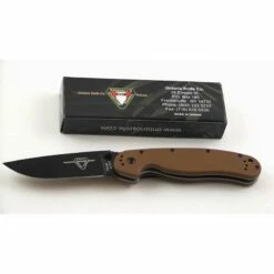 Couteau Ontario RAT-1 Acier AUS-8 Black Manche Fibre De Nylon Coyote Brown Linerlock ON8846CB