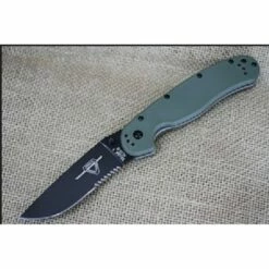 Couteau Ontario Rat 1 OD Green Acier AUS-8 Serrated Manche Nylon Linerlock ON8847OD