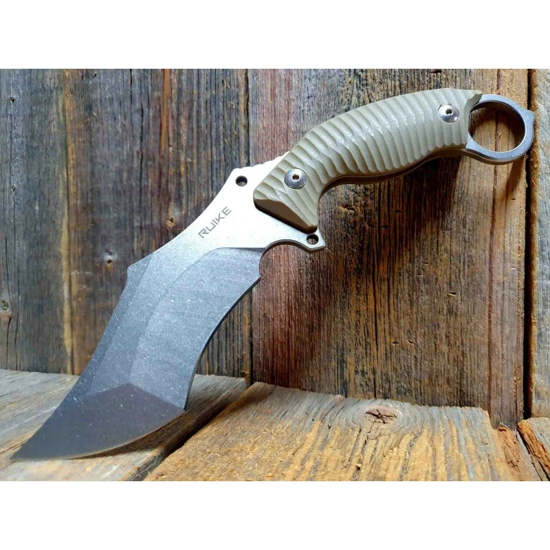 Couteau Ruike F181 Karambit Lame Acier 14C28N Manche Tan G10 Etui ABS RKEF181W 2 Couteau Ruike F181 Karambit Lame Acier 14C28N Manche Tan G10 Etui ABS RKEF181W – Image 2
