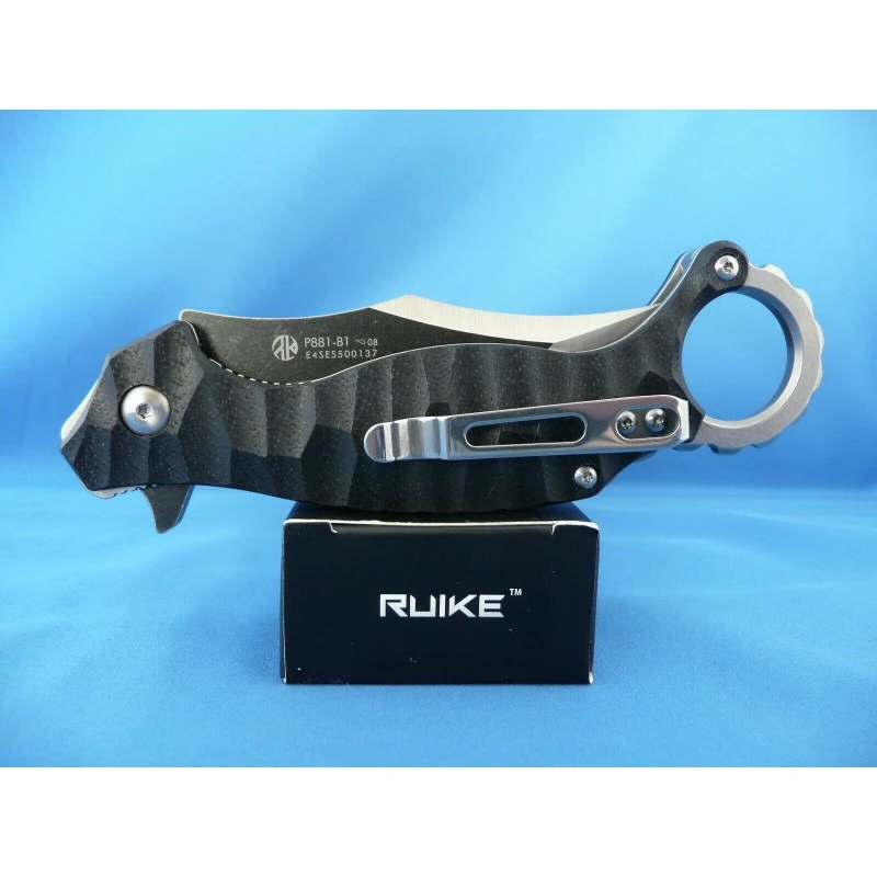 Couteau Ruike Karambit P881 Lame Acier 14C28N Manche Black G10 Linerlock Clip RKEP881B1 2 Couteau Ruike Karambit P881 Lame Acier 14C28N Manche Black G10 Linerlock Clip RKEP881B1 – Image 2