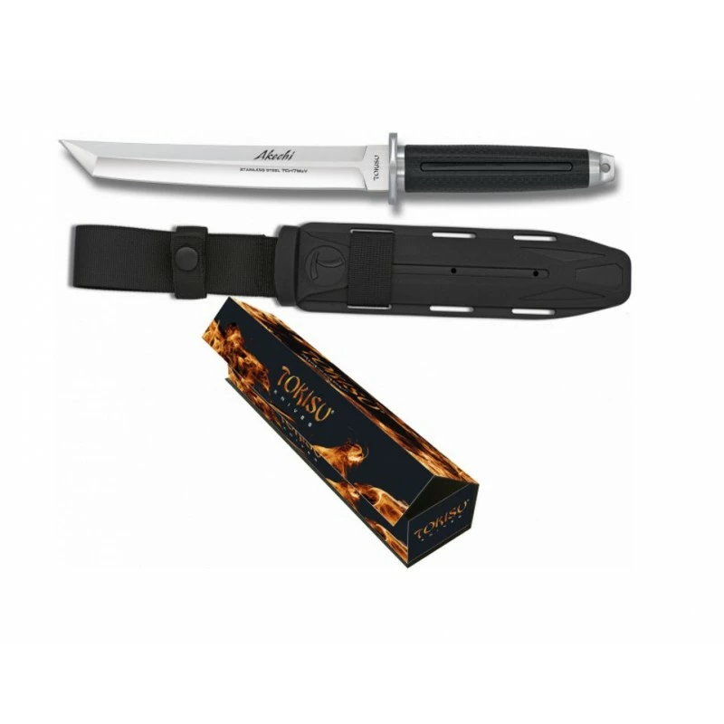 Couteau Sabre Tokisu Akechi Samurai Tactical Tanto Lame Acier 7Cr17MoV Manche Rubber Etui Plastic TOK32382 1 Couteau Sabre Tokisu Akechi Samurai Tactical Tanto Lame Acier 7Cr17MoV Manche Rubber Etui Plastic TOK32382