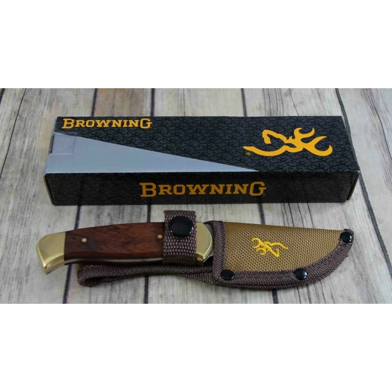 Couteau Skinner Browning Lame Acier Inox Manche Bois Etui Nylon BR0378 2 Couteau Skinner Browning Lame Acier Inox Manche Bois Etui Nylon BR0378 – Image 2