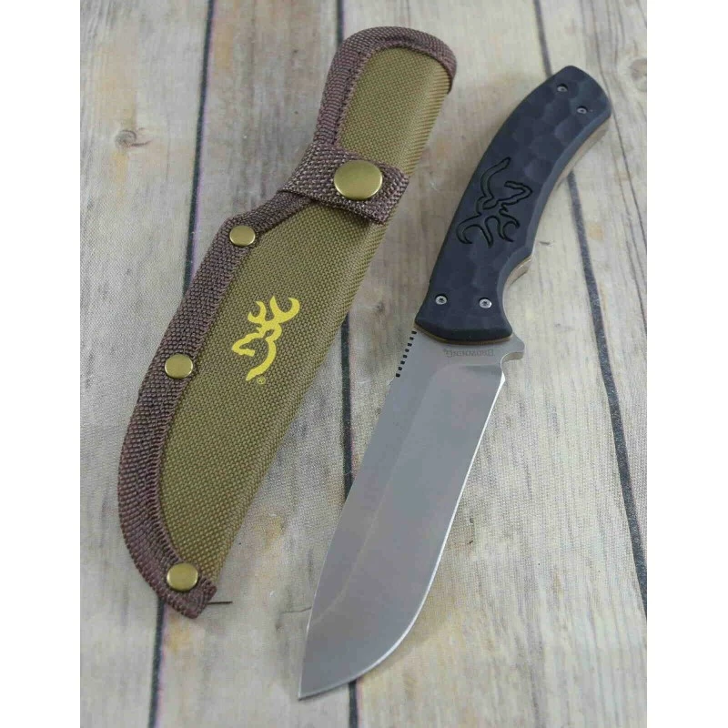 Couteau Skinner Browning Primal Lame Acier 8Cr13MoV Manche Polymer Etui Nylon BR0426B 6 Couteau Skinner Browning Primal Lame Acier 8Cr13MoV Manche Polymer Etui Nylon BR0426B – Image 6