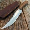Couteau Skinner Bushcraft Lame Acier Inox Manche Bois Etui Cuir PA7992