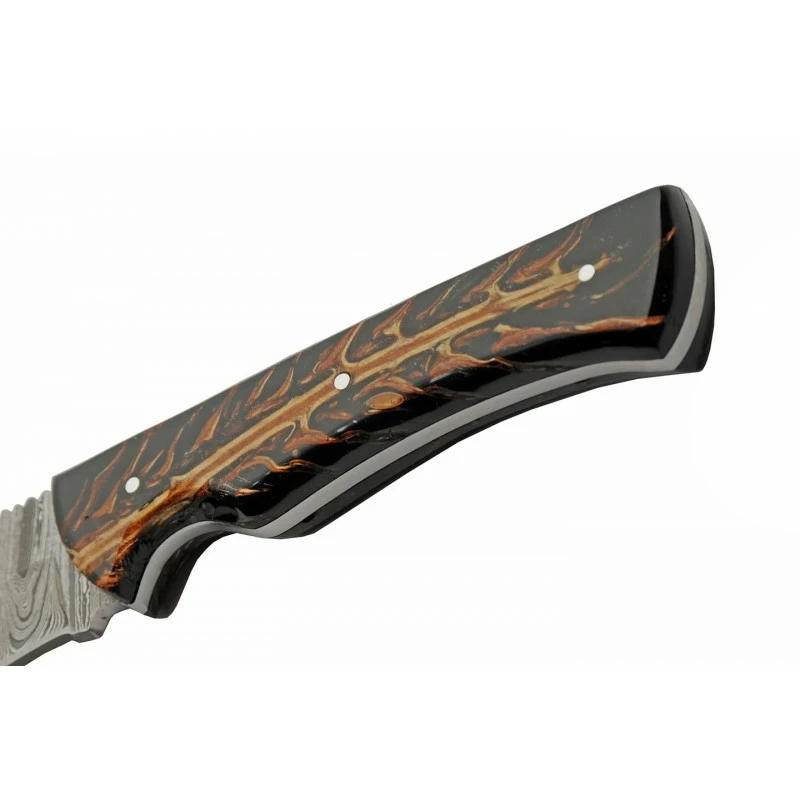 Couteau Skinner Damas 256 Couches Great Pine Hunter Etui Cuir DM1327 4 Couteau Skinner Damas 256 Couches Great Pine Hunter Etui Cuir DM1327 – Image 4