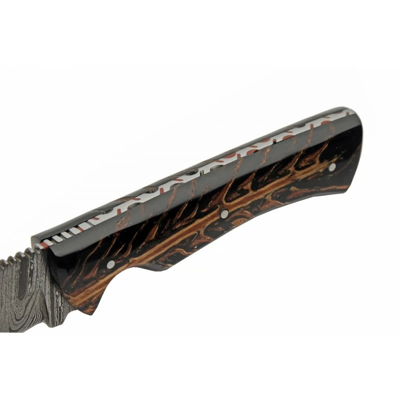 Couteau Skinner Damas 256 Couches Great Pine Hunter Etui Cuir DM1327 5 Couteau Skinner Damas 256 Couches Great Pine Hunter Etui Cuir DM1327 – Image 5
