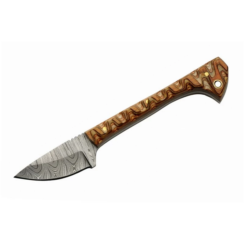 Couteau Skinner Damas 256 Couches Prideful Fang Caper Manche Bois Pakkawwod Brown Etui Cuir DM1320BR 2 Couteau Skinner Damas 256 Couches Prideful Fang Caper Manche Bois Pakkawwod Brown Etui Cuir DM1320BR – Image 2