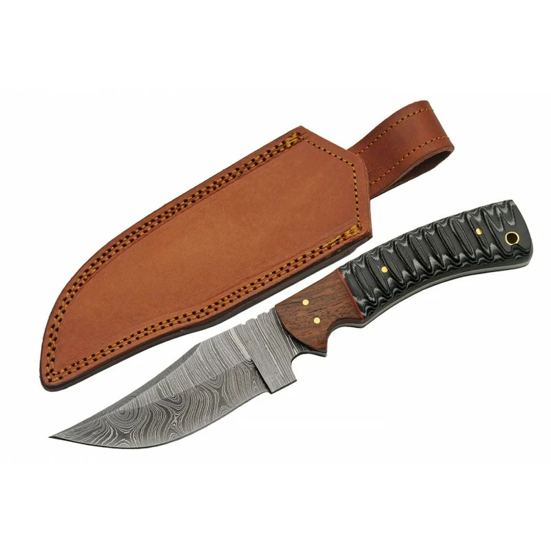 Couteau Skinner Damas 256 Couches Snake Belly Hunter Manche Façon Snake Etui Cuir DM1325 12 Couteau Skinner Damas 256 Couches Snake Belly Hunter Manche Façon Snake Etui Cuir DM1325 – Image 12