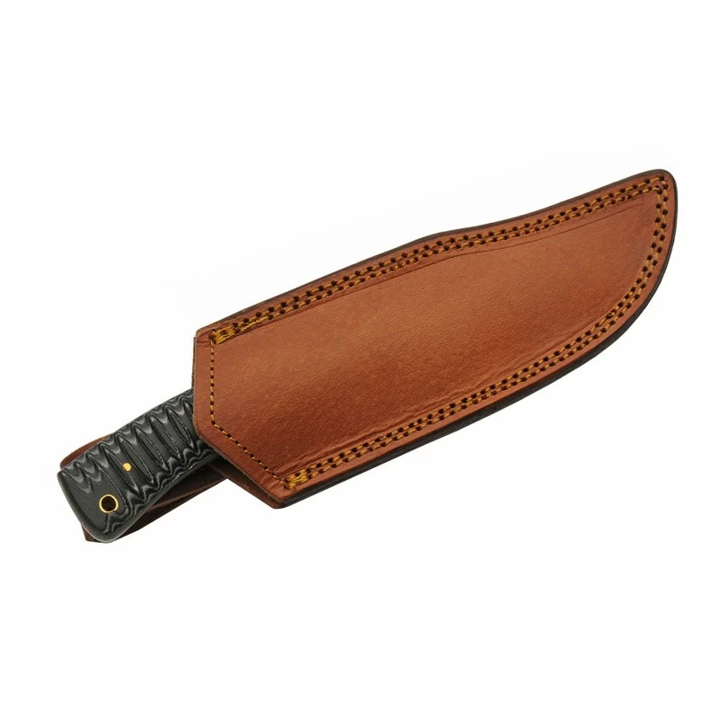 Couteau Skinner Damas 256 Couches Snake Belly Hunter Manche Façon Snake Etui Cuir DM1325 5 Couteau Skinner Damas 256 Couches Snake Belly Hunter Manche Façon Snake Etui Cuir DM1325 – Image 5