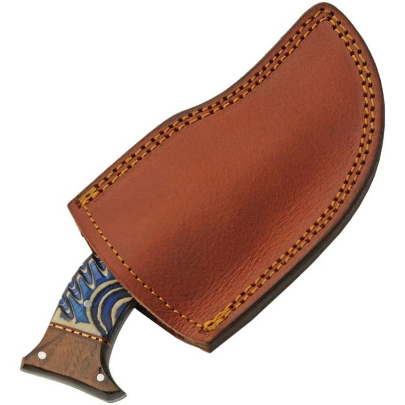 Couteau Skinner Damas Lame 256 Couches Manche Bois Blue Etui Cuir DM1333BL 3 Couteau Skinner Damas Lame 256 Couches Manche Bois Blue Etui Cuir DM1333BL – Image 3