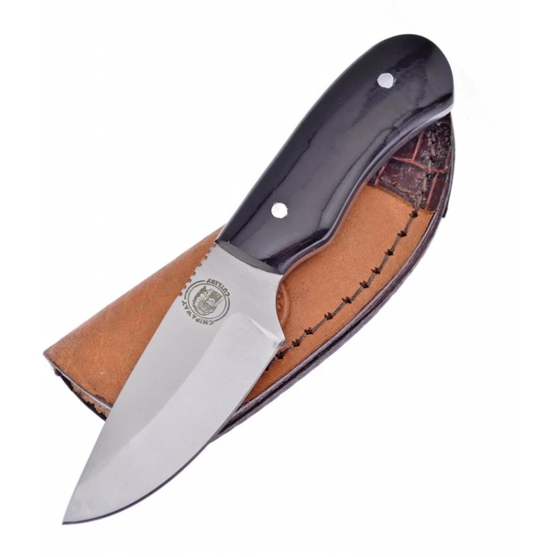 Couteau Skinner Frost Cutlery Chipaway Horn Lame Acier Inox Manche Corne Etui Cuir FCW1004BH 1 Couteau Skinner Frost Cutlery Chipaway Horn Lame Acier Inox Manche Corne Etui Cuir FCW1004BH