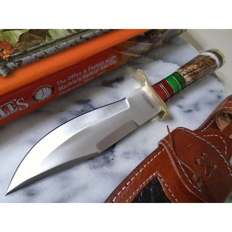 Couteau Skinner Marbles Manche Bois De Cerf Lame Acier Inox Etui CUir MR627 5 Couteau Skinner Marbles Manche Bois De Cerf Lame Acier Inox Etui CUir MR627 – Image 5