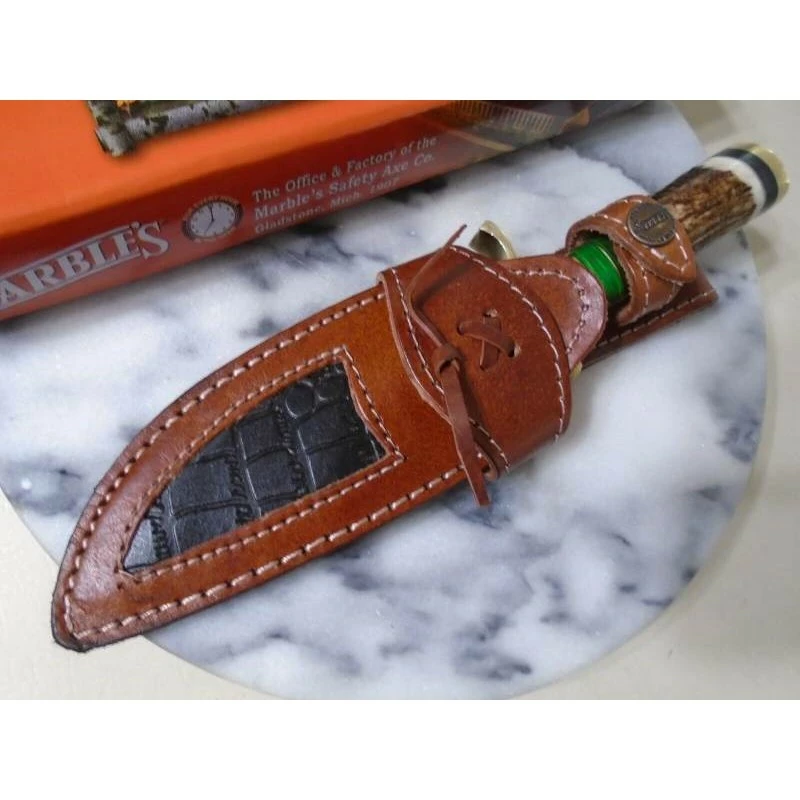 Couteau Skinner Marbles Manche Bois De Cerf Lame Acier Inox Etui CUir MR627 6 Couteau Skinner Marbles Manche Bois De Cerf Lame Acier Inox Etui CUir MR627 – Image 6