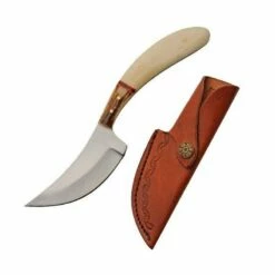 Couteau Skinner Rite Edge Bois De Cerf/Os Lame Acier Inox Etui Cuir PA8029