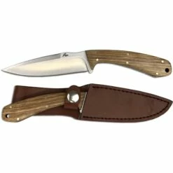 Couteau Skinner Roper Knives Deadwood Lame Acier 8Cr13MoV Manche Bois Etui Cuir RP0012ZW