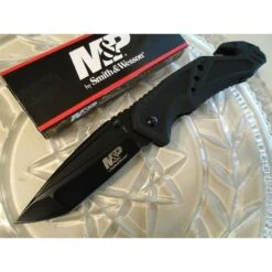 Couteau Smith&Wesson Military & Police Tanto Acier 7Cr17Mov Manche Alu Brise Vitres SWMP11B