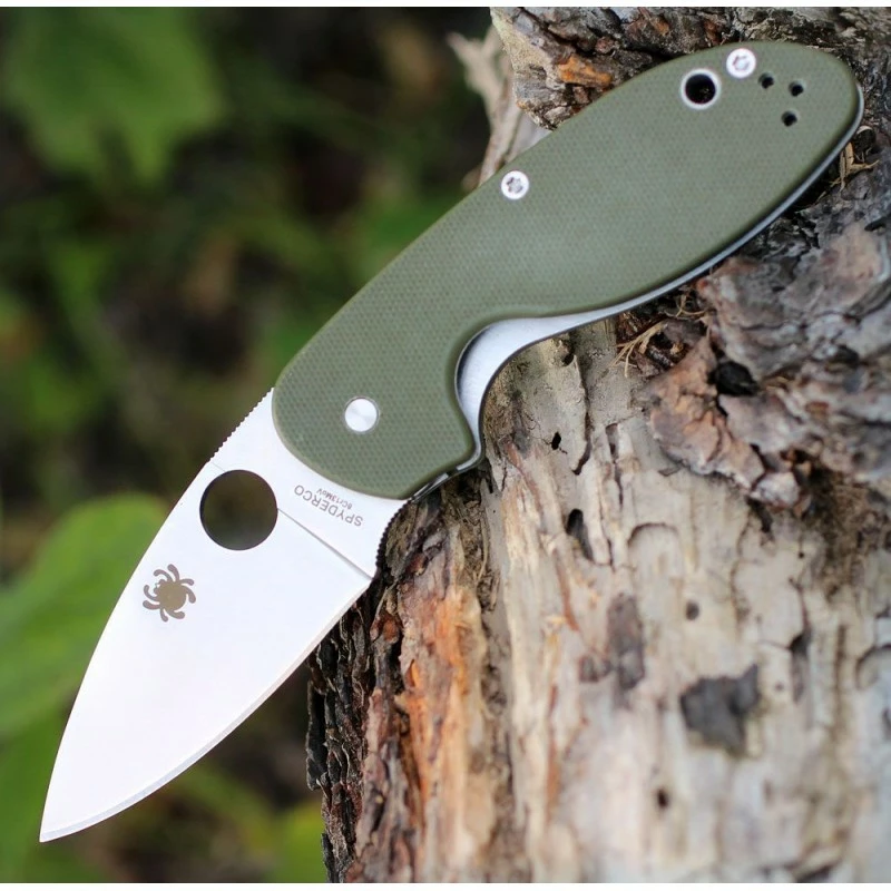 Couteau Spyderco Efficient Lame Acier 8Cr13MoV Plain Manche Green G-10 SC216GPGR 1 Couteau Spyderco Efficient Lame Acier 8Cr13MoV Plain Manche Green G-10 SC216GPGR