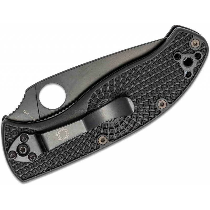 Couteau Spyderco Tenacious Black Lame Acier 8Cr13MoV Serr Manche FRN Linerlock Clip SC122PSBBK 2 Couteau Spyderco Tenacious Black Lame Acier 8Cr13MoV Serr Manche FRN Linerlock Clip SC122PSBBK – Image 2