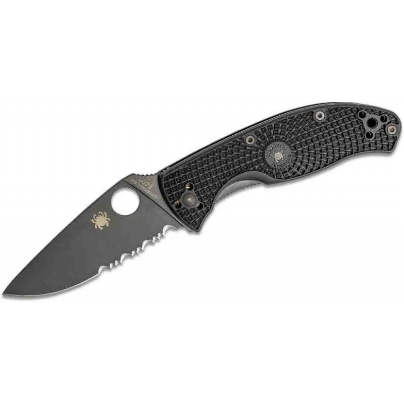 Couteau Spyderco Tenacious Black Lame Acier 8Cr13MoV Serr Manche FRN Linerlock Clip SC122PSBBK 4 Couteau Spyderco Tenacious Black Lame Acier 8Cr13MoV Serr Manche FRN Linerlock Clip SC122PSBBK – Image 4