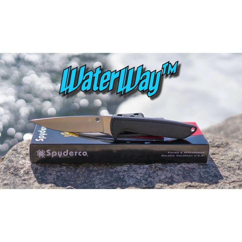 Couteau Spyderco WaterWay Lame Acier LC200N Manche G-10 Etui Boltaron Made USA SCFB43GP 1 Couteau Spyderco WaterWay Lame Acier LC200N Manche G-10 Etui Boltaron Made USA SCFB43GP