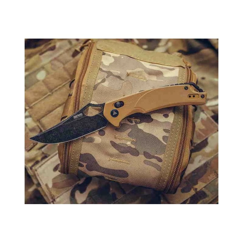 Couteau SRM Knives 9202 Ambi Lock Lame D2 Manche Brown G10 Clip SRM9202GW 2 Couteau SRM Knives 9202 Ambi Lock Lame D2 Manche Brown G10 Clip SRM9202GW – Image 2