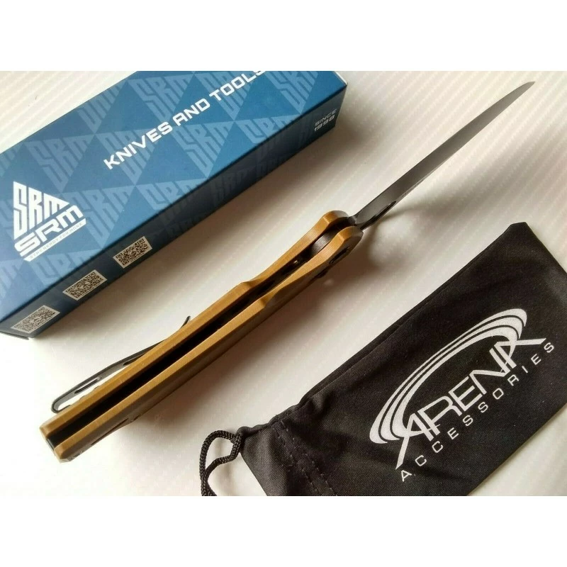 Couteau SRM Knives 9202 Ambi Lock Lame D2 Manche Brown G10 Clip SRM9202GW 5 Couteau SRM Knives 9202 Ambi Lock Lame D2 Manche Brown G10 Clip SRM9202GW – Image 5