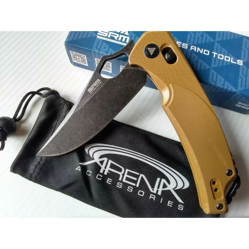 Couteau SRM Knives 9202 Ambi Lock Lame D2 Manche Brown G10 Clip SRM9202GW 6 Couteau SRM Knives 9202 Ambi Lock Lame D2 Manche Brown G10 Clip SRM9202GW – Image 6