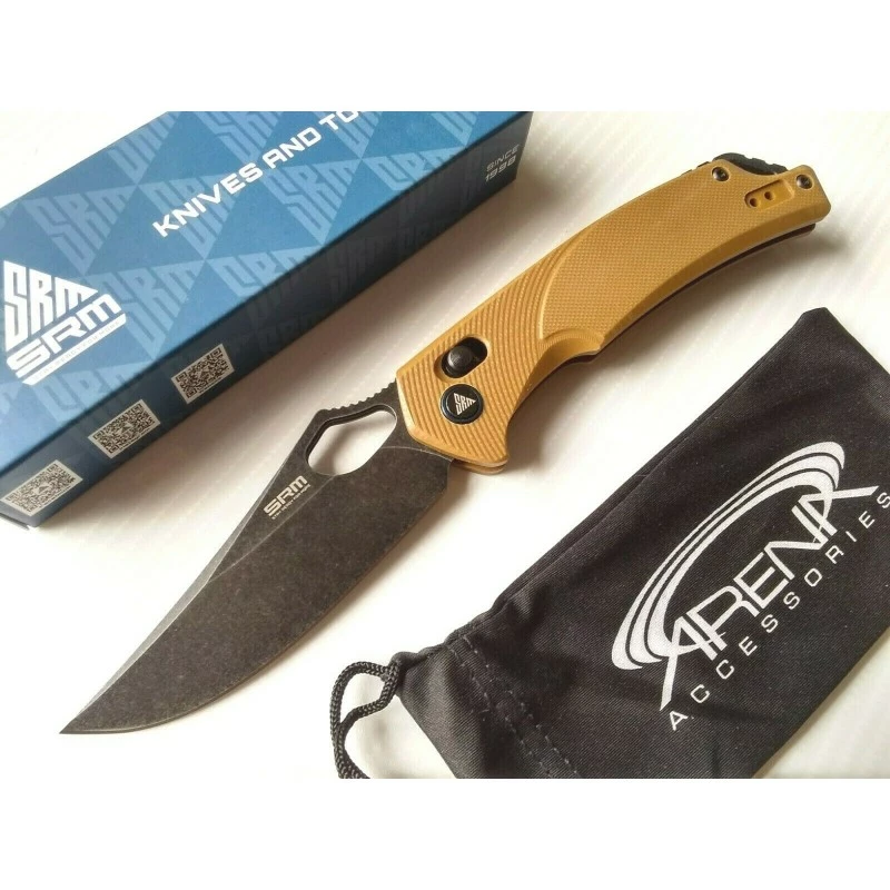 Couteau SRM Knives 9202 Ambi Lock Lame D2 Manche Brown G10 Clip SRM9202GW 8 Couteau SRM Knives 9202 Ambi Lock Lame D2 Manche Brown G10 Clip SRM9202GW – Image 8