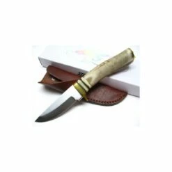 Couteau Steel Stag Whitetail Skinner Lame Acier Inox Manche Bois De Cerf Etui Cuir SS7003