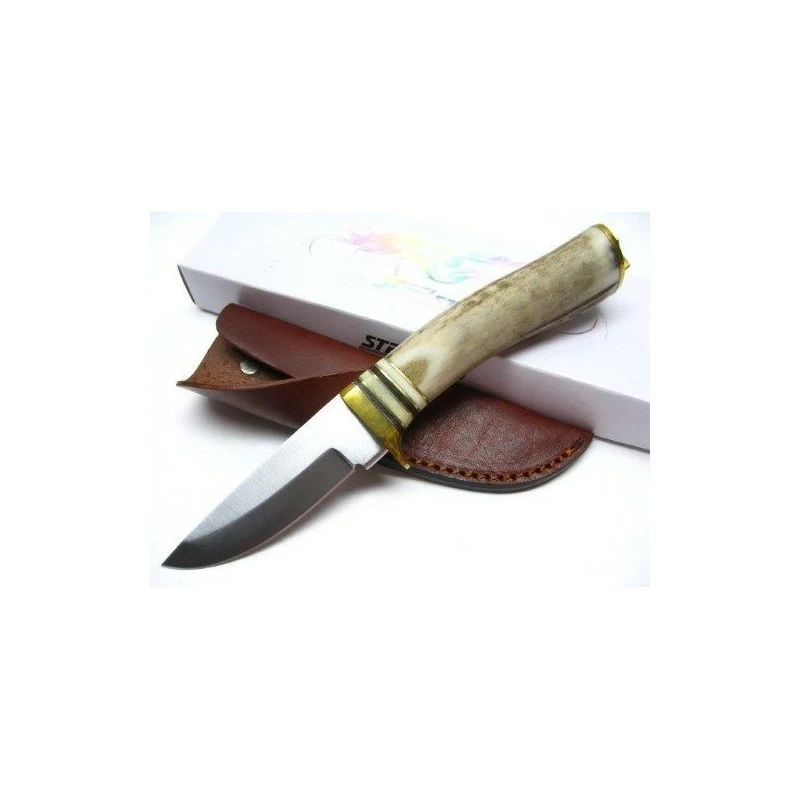 Couteau Steel Stag Whitetail Skinner Lame Acier Inox Manche Bois De Cerf Etui Cuir SS7003 1 Couteau Steel Stag Whitetail Skinner Lame Acier Inox Manche Bois De Cerf Etui Cuir SS7003