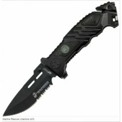 Couteau Tactical Marine Rescue A/O Extraction Evasion Lame Acier 440 Cutter Brise Vitres USMA1023BK