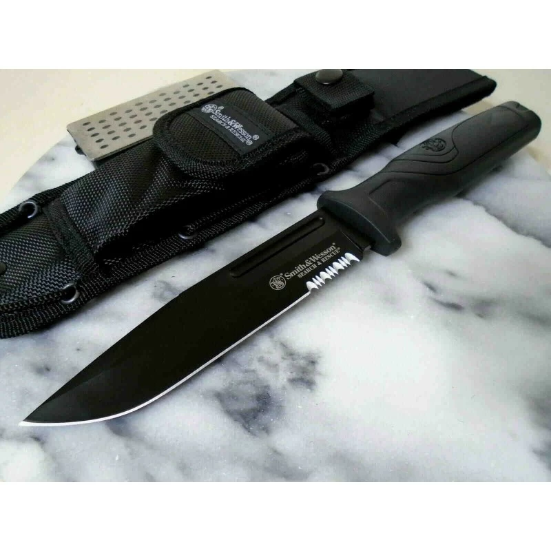 Couteau Tactical Smith&Wesson Search & Rescue Lame Acier 8Cr13MoV Manche Aluminium Etui Nylon SW1100071 3 Couteau Tactical Smith&Wesson Search & Rescue Lame Acier 8Cr13MoV Manche Aluminium Etui Nylon SW1100071 – Image 3