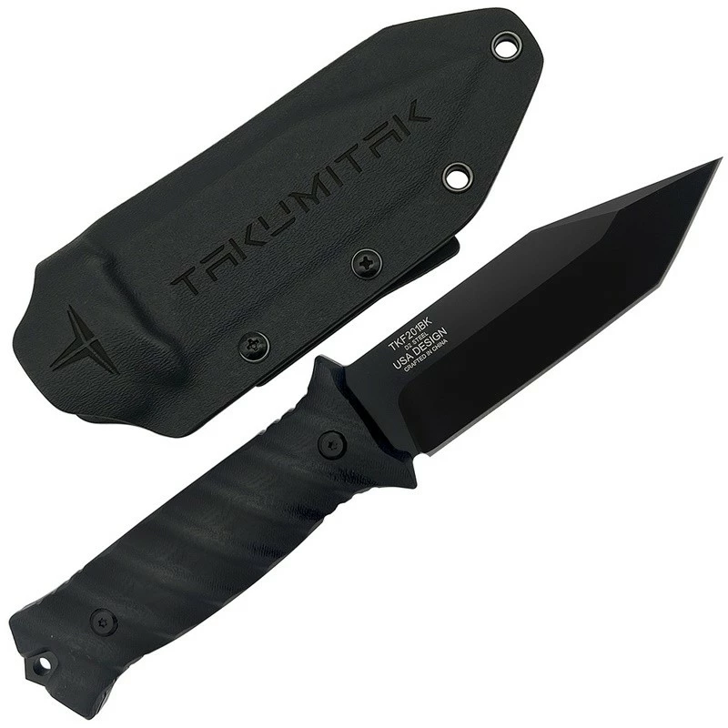 Couteau Tactical Takumitak Fulcrum Military Black Tanto Lame Acier D2 Manche G10 Etui Kydex TKF201BK 3 Couteau Tactical Takumitak Fulcrum Military Black Tanto Lame Acier D2 Manche G10 Etui Kydex TKF201BK – Image 3