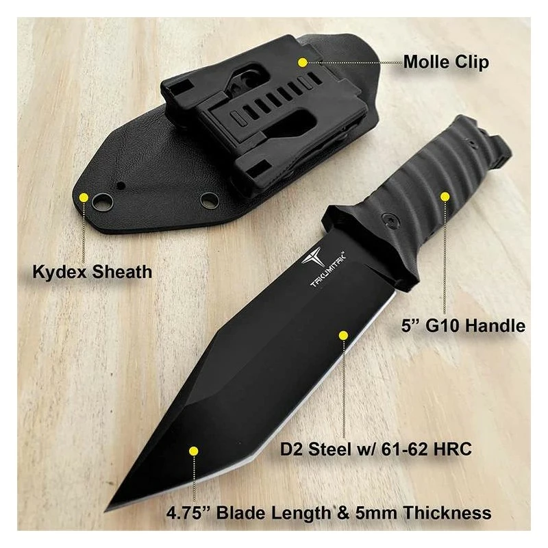 Couteau Tactical Takumitak Fulcrum Military Black Tanto Lame Acier D2 Manche G10 Etui Kydex TKF201BK 9 Couteau Tactical Takumitak Fulcrum Military Black Tanto Lame Acier D2 Manche G10 Etui Kydex TKF201BK – Image 9