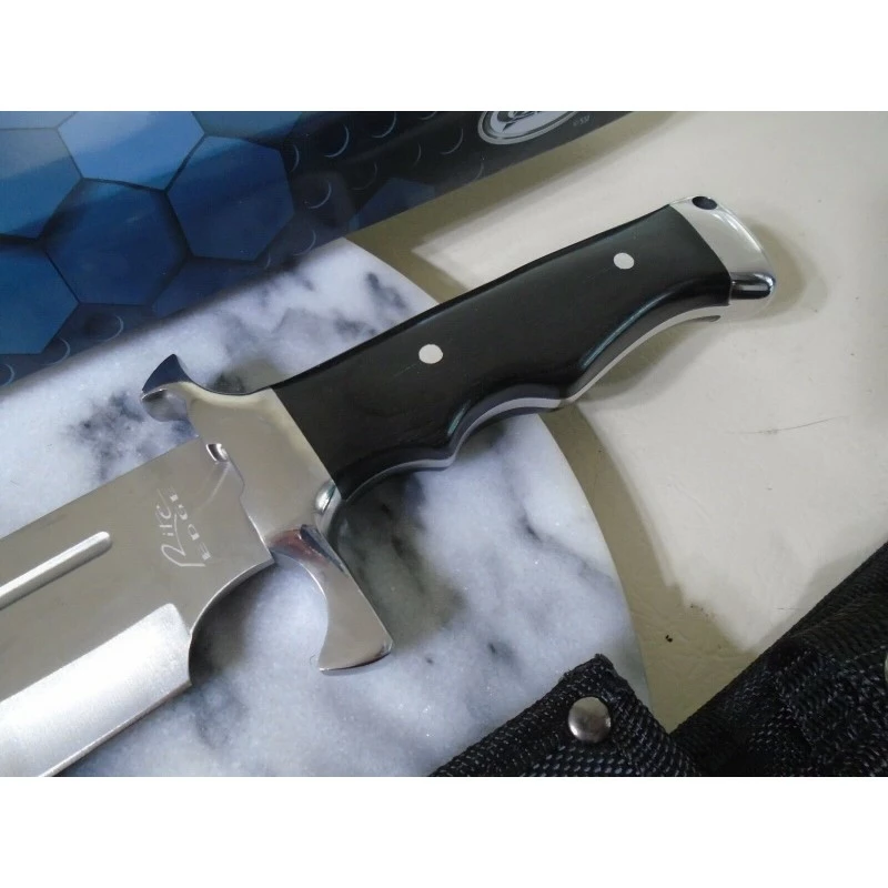 Couteau Toothpick Bowie Lame Acier Inox Manche Bois Etui Nylon CN211554 1 Couteau Toothpick Bowie Lame Acier Inox Manche Bois Etui Nylon CN211554