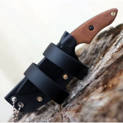 Couteau Tops 3 Pointer Tan Lame Acier Carbone 1095 Manche Micarta Etui Kydex Made In USA TP3PR02