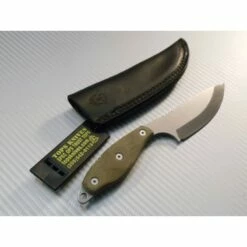Couteau Tops Knives Scandi Woodsman Acier 1095 Manche Green Micarta Etui Cuir Made In USA TPSWOOD35
