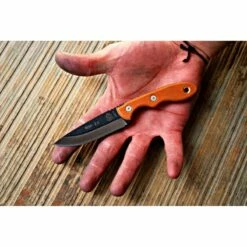 Couteau Tops Mini Scandi Knife Acier Carbon 1095 Manche Micarta Tan Canvas Tops Knives Made In USA TPMSK25