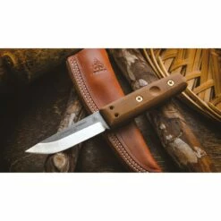 Couteau TOPS Tanimboca Puukko Lame Acier Carbone 1095 Manche Micarta Etui Cuir Made In USA TPTPUK01