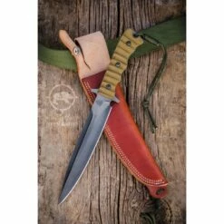 Couteau TOPS Wild Pig Hunter Fighting Carbone 1095 Manche Micarta Etui Cuir Made In USA TPWPH07