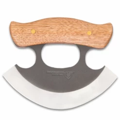Couteau United Cutlery Bushmaster D'esquimau Ulu Inuit Lame Acier Carbone 1095 Manche Bois Etui Cuir UC3439