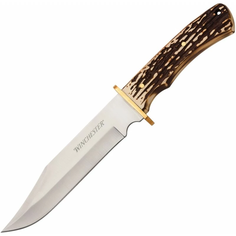 Couteau Winchester Bowie Manche Façon Stag Lame Acier Inox Etui Nylon WN6220060W 2 Couteau Winchester Bowie Manche Façon Stag Lame Acier Inox Etui Nylon WN6220060W – Image 2
